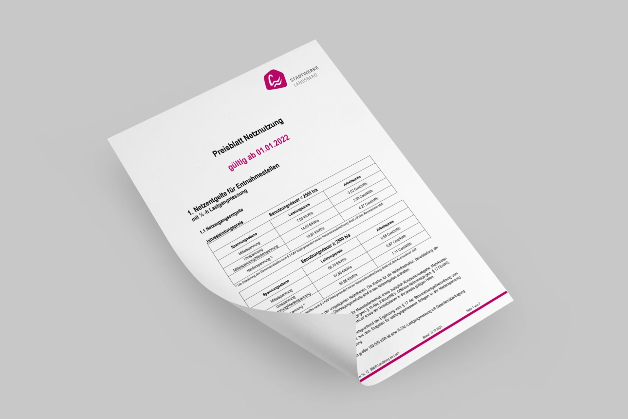Preisblätter, Netzentgelte, Lastprofile &amp; Hochlastzeitfenster